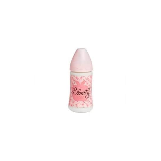 Suavinex Biberón Liberty Boca Ancha Látex 3P +0m Rosa 270ml 1ud
